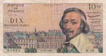 Frankreich 10 Nouveaux Francs Richelieu - 02-06-1960 - Serial W.89 - Fay.57.08