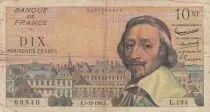 Frankreich 10 Nouveaux Francs Richelieu - 07-12-1961 - Serial L.194