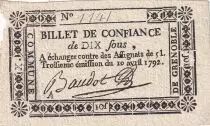 Frankreich 10 Sous - Is&egrave;re - Commune de Grenoble - 1792