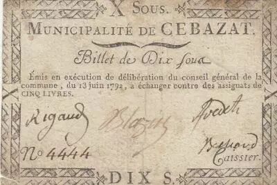 Frankreich 10 sous - Puy de d�me - Municipality of Cebazat - 1792