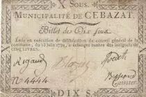 Frankreich 10 sous - Puy de d&ocirc;me - Municipality of Cebazat - 1792