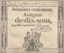 Frankreich 10 Sous - Women - Liberty cap - 24-10-1792 - Sign. Guyon - Serial 1018