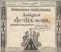 Frankreich 10 Sous - Women - Liberty cap - 24-10-1792 - Sign. Guyon - Serial 1228