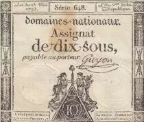 Frankreich 10 Sous - Women - phygian cap - 23-05-1793 - Sign. Guyon - S&eacute;rie 648