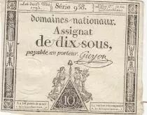 Frankreich 10 Sous - Women - phygian cap - 23-05-1793 - Sign. Guyon - S&eacute;rie 958
