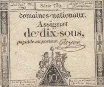 Frankreich 10 Sous - Women with Liberty cap on pole - 23-05-1793 - Sign. Guyon - S&eacute;rie 739