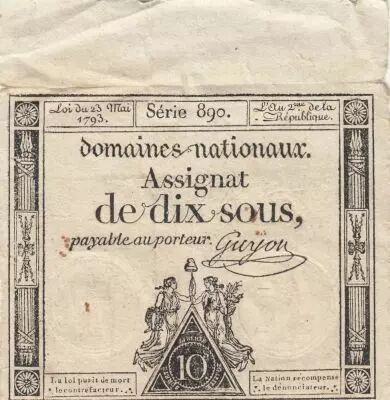Frankreich 10 Sous - Women with Liberty cap on pole - 23-05-1793 - Sign. Guyon - S�rie 890