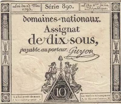 Frankreich 10 Sous - Women with Liberty cap on pole - 23-05-1793 - Sign. Guyon - S�rie 890