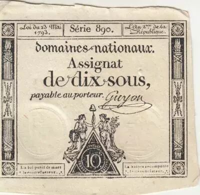 Frankreich 10 Sous - Women with Liberty cap on pole - 23-05-1793 - Sign. Guyon - S�rie 890
