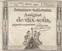 Frankreich 10 Sous - Women with Liberty cap on pole - 23-05-1793 - Sign. Guyon - S&eacute;rie 942