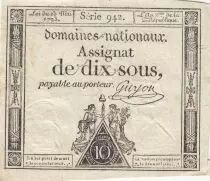 Frankreich 10 Sous - Women with Liberty cap on pole - 23-05-1793 - Sign. Guyon - S&eacute;rie 942