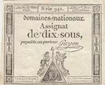 Frankreich 10 Sous - Women with Liberty cap on pole - 23-05-1793 - Sign. Guyon - S&eacute;rie 942