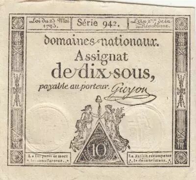 Frankreich 10 Sous - Women with Liberty cap on pole - 23-05-1793 - Sign. Guyon - S�rie 942