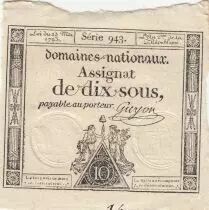 Frankreich 10 Sous - Women with Liberty cap on pole - 23-05-1793 - Sign. Guyon - S&eacute;rie 943 - Num&eacute;ro 14