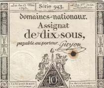 Frankreich 10 Sous - Women with Liberty cap on pole - 23-05-1793 - Sign. Guyon - S&eacute;rie 943