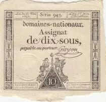 Frankreich 10 Sous - Women with Liberty cap on pole - 23-05-1793 - Sign. Guyon - S&eacute;rie 943