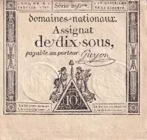 Frankreich 10 Sous - Women with Liberty cap on pole (04-01-1792)  - Sign. Guyon - S&eacute;rie 296 - P.64