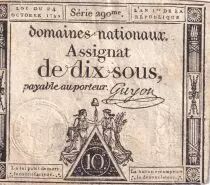 Frankreich 10 Sous - Women with Liberty cap on pole (24-10-1792) - Sign. Guyon - Serial 290 - P.64