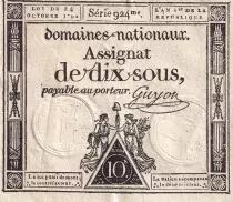 Frankreich 10 Sous - Women with Liberty cap on pole (24-10-1792) - Sign. Guyon - Serial 924 - P.64
