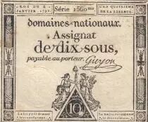 Frankreich 10 Sous - Womens - phygian cap - 04-01-1792 - Sign. Guyon - Serial 1560