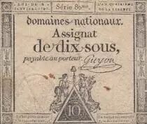 Frankreich 10 Sous Women (04-01-1792) - Sign. Guyon - Serial 80