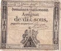 Frankreich 10 Sous Women, Liberty cap (24-10-1792) - Sign. Guyon - Serial 1249