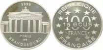 Frankreich 100 Francs  - 15 Euros - Brandenburg Gate - 1993 - XF - Silver -  without certificat