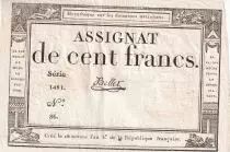 Frankreich 100 Francs - 18 Nivose An III - (07.01.1795) - Sign. Bellet - Serial 1481 - P.78