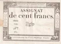 Frankreich 100 Francs - 18 Nivose An III - (07.01.1795) - Sign. De Caen - Serial 1526 - P.78