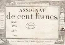 Frankreich 100 Francs - 18 Nivose An III - (07.01.1795) - Sign. Emery - P.A.78 - Serial 1738