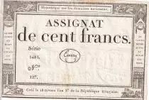 Frankreich 100 Francs - 18 Nivose An III - (07.01.1795) - Sign. Emery - Serial 1481