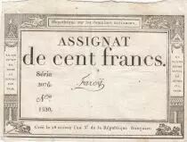 Frankreich 100 Francs - 18 Nivose An III - (07.01.1795) - Sign. Farcy - Serial 2076