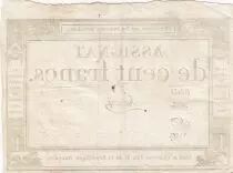 Frankreich 100 Francs - 18 Nivose An III - (07.01.1795) - Sign. Farcy - Serial 2076