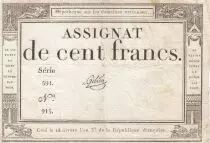 Frankreich 100 Francs - 18 Nivose An III - (07.01.1795) - Sign. Gibier - Serial 591