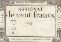 Frankreich 100 Francs - 18 Nivose An III - (07.01.1795) - Sign. Gros - Serial 84