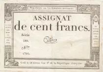 Frankreich 100 Francs - 18 Nivose An III - (07.01.1795) - Sign. Guyot - Serial 588