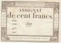 Frankreich 100 Francs - 18 Nivose An III - (07.01.1795) - Sign. Haze - Serial 4799
