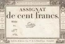 Frankreich 100 Francs - 18 Nivose An III - (07.01.1795) - Sign. Lassia - Serial  84