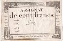 Frankreich 100 Francs - 18 Nivose An III - (07.01.1795) - Sign. Lassia - Serial  84