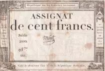 Frankreich 100 Francs - 18 Nivose An III - (07.01.1795) - Sign. Moret - Serial 2100 - P.78