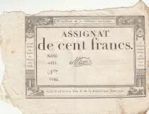 Frankreich 100 Francs - 18 Nivose An III - (07.01.1795) - Sign. Oudry - Serial 3920