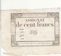 Frankreich 100 Francs - 18 Nivose An III - (07.01.1795) - Sign. Oudry - Serial 3920