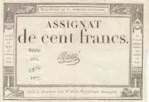 Frankreich 100 Francs - 18 Nivose An III - (07.01.1795) - Sign. Oudry - Serial 3920