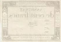 Frankreich 100 Francs - 18 Nivose An III - (07.01.1795) - Sign. Oudry - Serial 3920