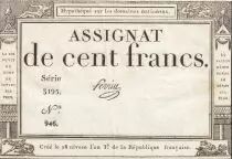 Frankreich 100 Francs - 18 Nivose An III - (07.01.1795) - Sign. Perrin  - Serial 3195