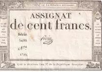 Frankreich 100 Francs - 18 Nivose An III - (07.01.1795) - Sign. Perrin  - Serial 3420 - P.78