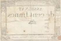 Frankreich 100 Francs - 18 Nivose An III - (07.01.1795) - Sign. Saxy - Serial 2006