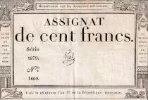 Frankreich 100 Francs - 18 Nivose An III - (07.01.1795) - Sign. Vial  - Serial 1879 - P.78