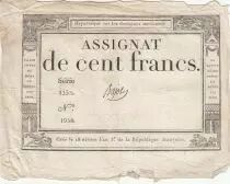 Frankreich 100 francs - 18 Nivose An III - 1794 - F+ - Sign. Bajot - Serial 1232