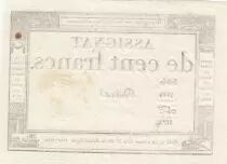 Frankreich 100 francs - 18 Nivose An III - 1794 - Sign. Dubra - Serial 5519
